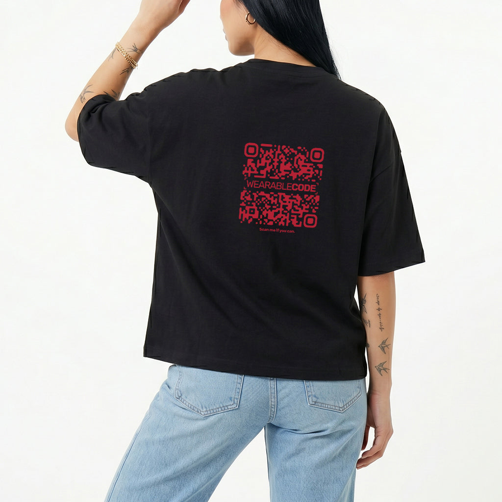 USA Flag QR Loose Boxy Tee - Funny QR Code T-Shirt | WearableCode