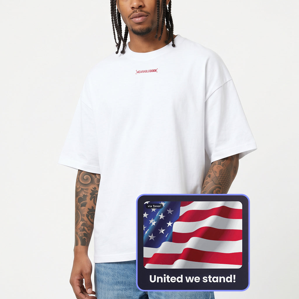 USA Flag QR Loose Boxy Tee - Funny QR Code T-Shirt | WearableCode