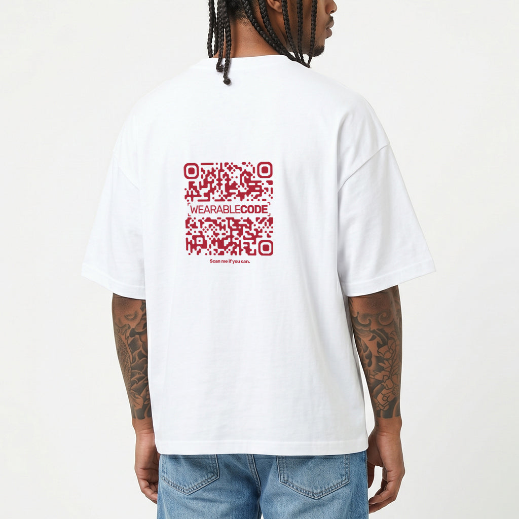 USA Flag QR Loose Boxy Tee - Funny QR Code T-Shirt | WearableCode