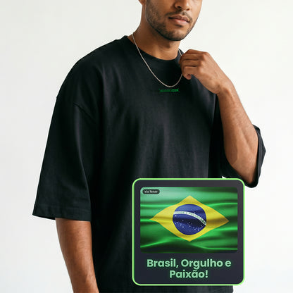 Brazil Flag QR Loose Boxy Tee - Funny QR Code T-Shirt | WearableCode