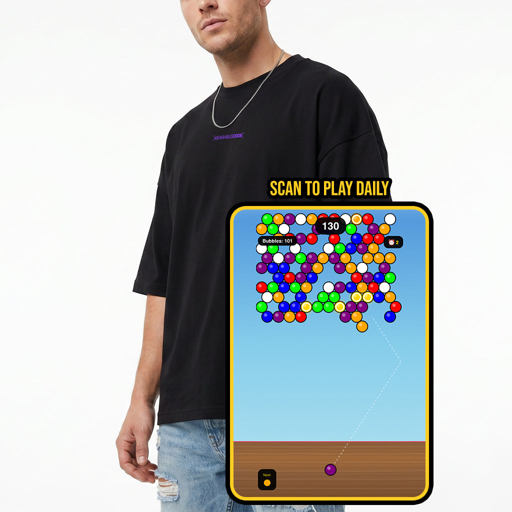 Bubbles QR Loose Boxy Tee - Funny QR Code T-Shirt | WearableCode