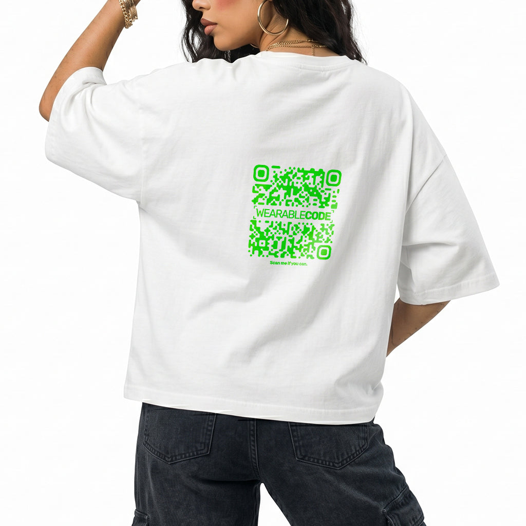 Flappy Code QR Loose Boxy Tee - Funny QR Code T-Shirt | WearableCode