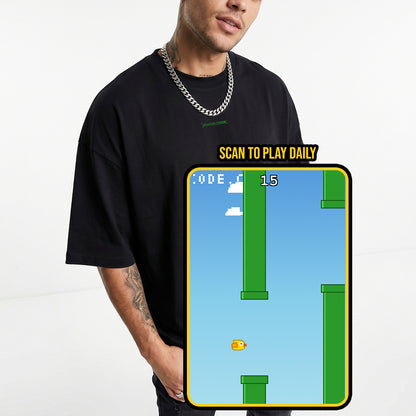 Flappy Code QR Loose Boxy Tee - Funny QR Code T-Shirt | WearableCode