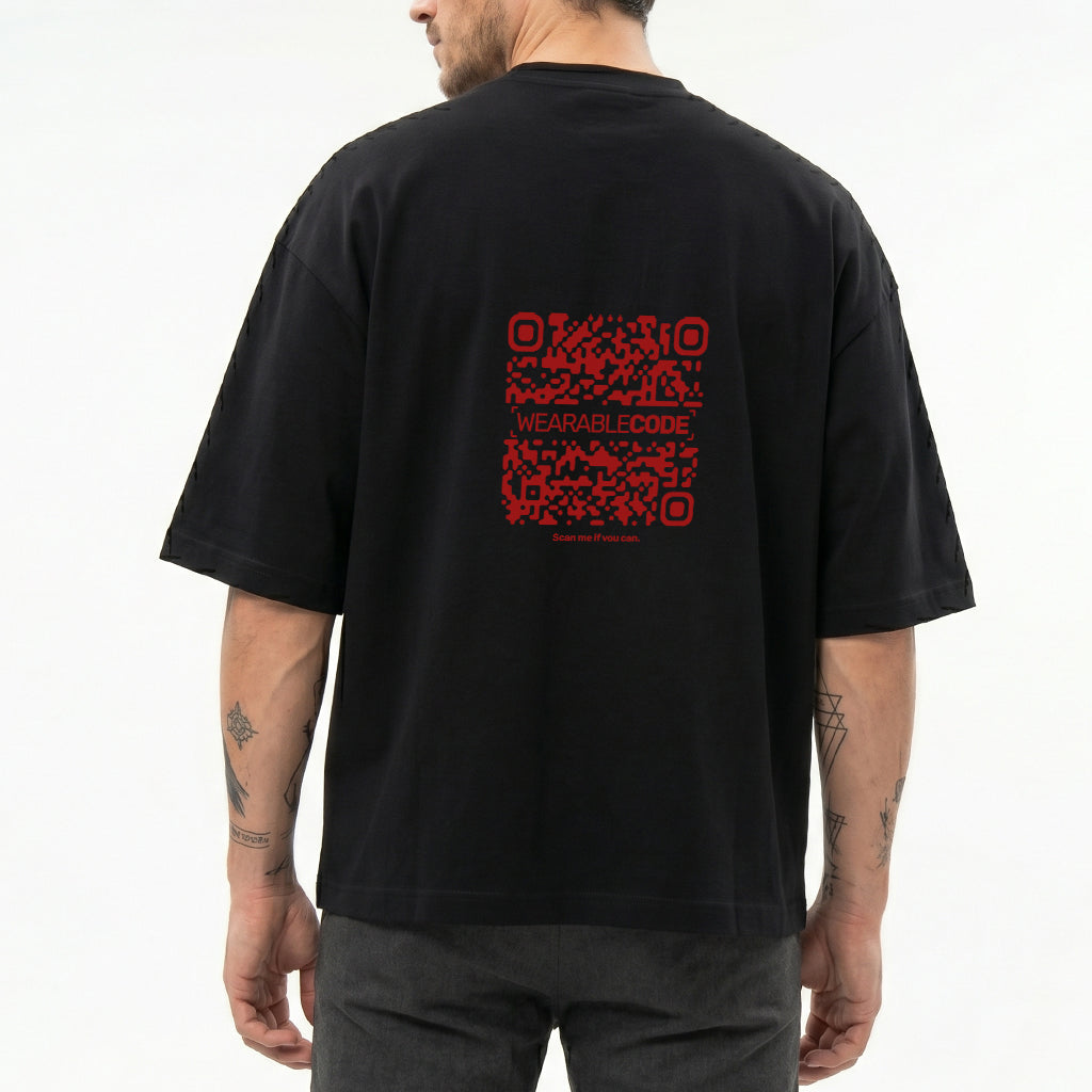 F You Cat QR Loose Boxy Tee - Funny QR Code T-Shirt | WearableCode