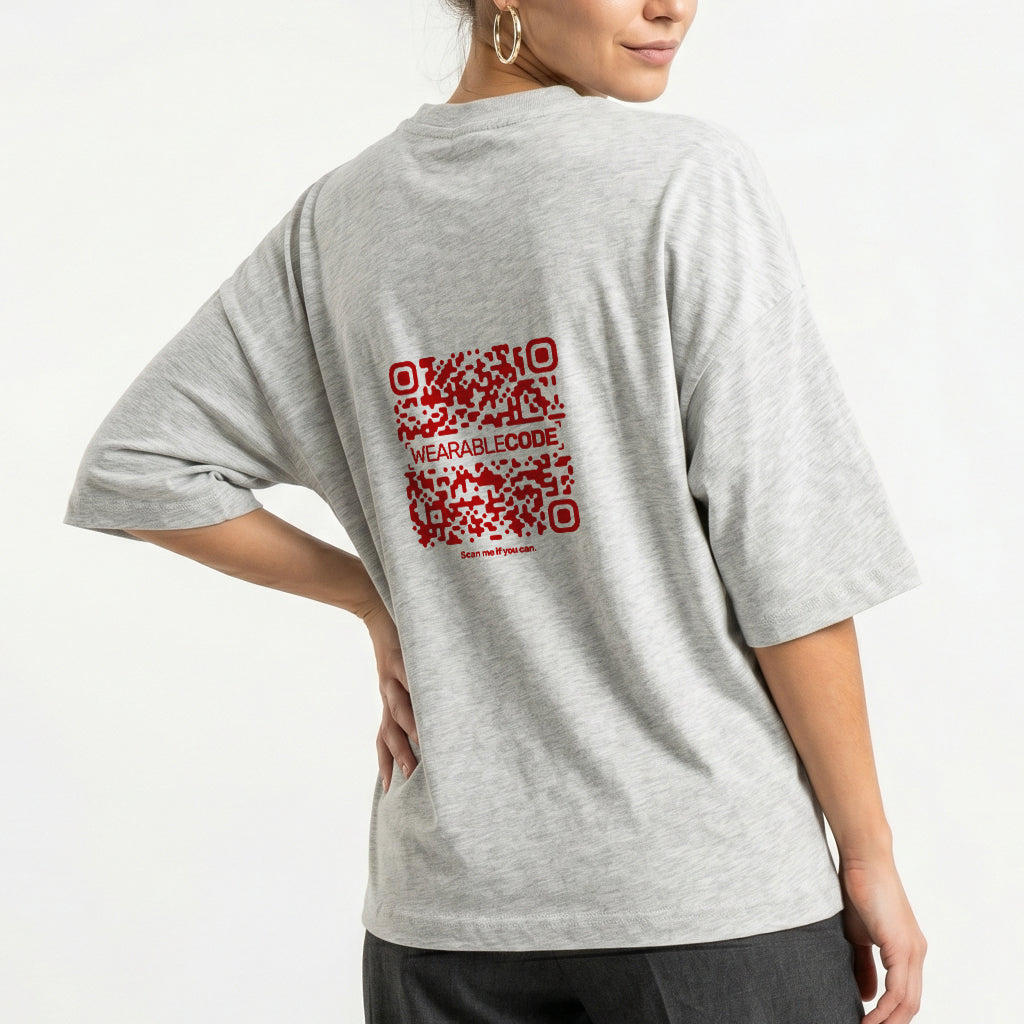 F You Cat QR Loose Boxy Tee - Funny QR Code T-Shirt | WearableCode