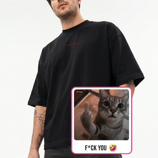 F You Cat QR Loose Boxy Tee - Funny QR Code T-Shirt | WearableCode