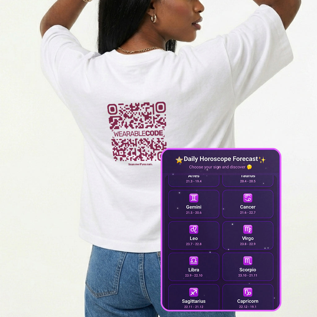 Horoscope QR Loose Boxy Tee - Funny QR Code T-Shirt | WearableCode