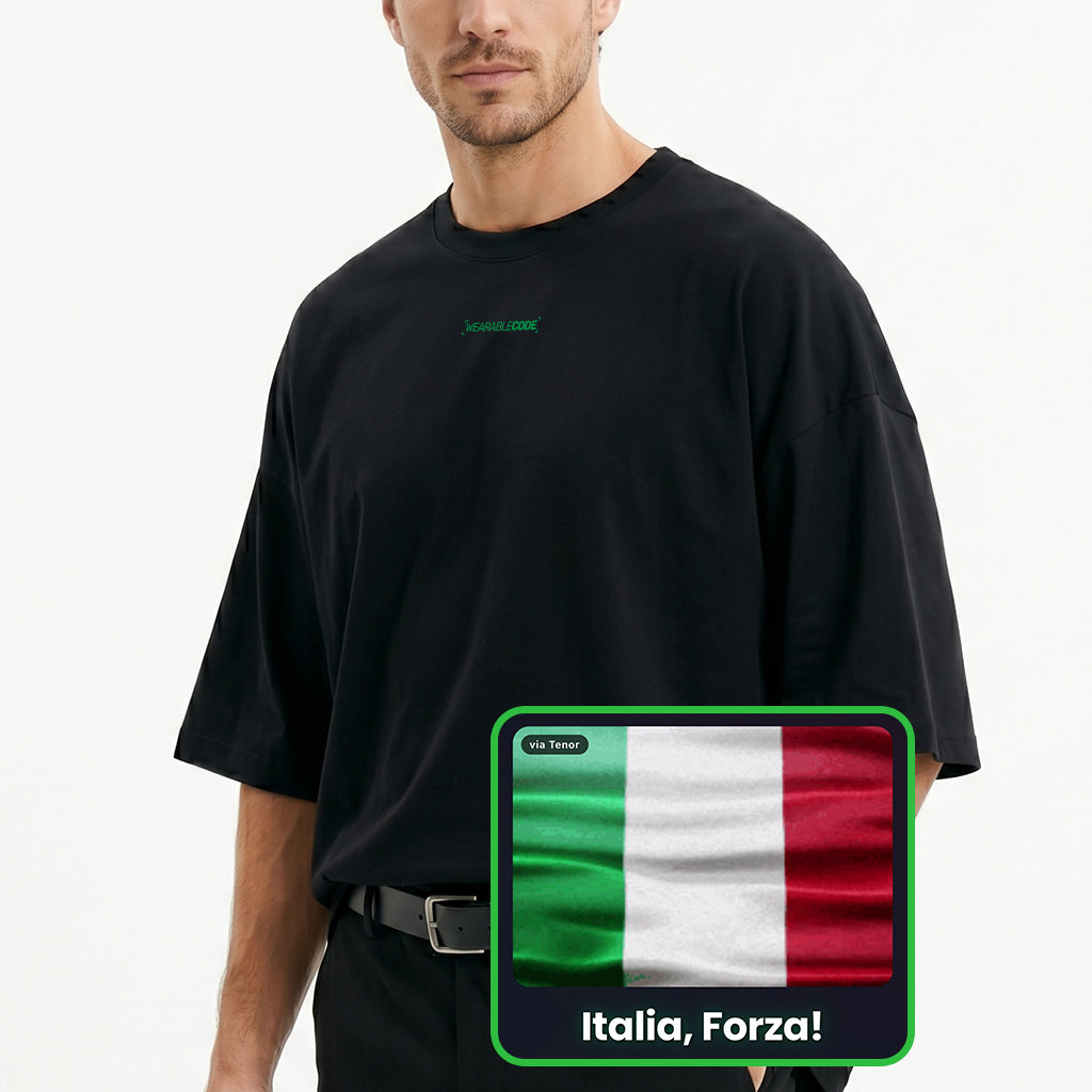 Italy Flag QR Loose Boxy Tee - Funny QR Code T-Shirt | WearableCode