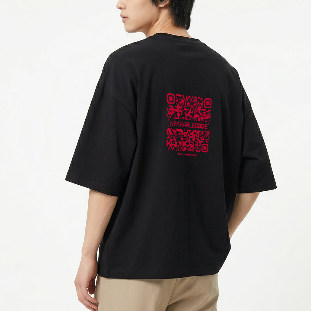 Japan Flag QR Loose Boxy Tee - Funny QR Code T-Shirt | WearableCode