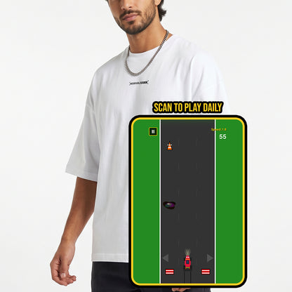 Miami Drive QR Loose Boxy Tee - Funny QR Code T-Shirt | WearableCode