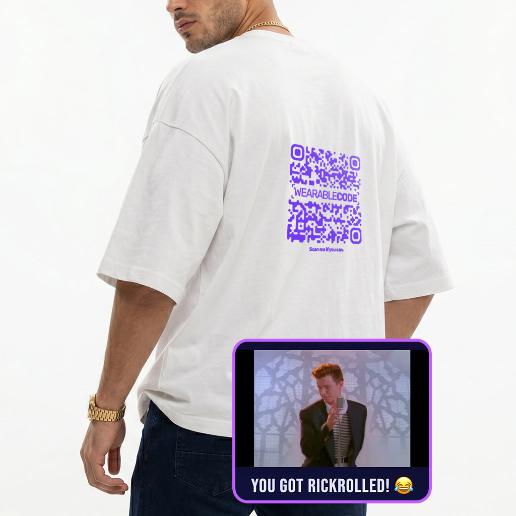 Rickroll QR Loose Boxy Tee - Funny QR Code T-Shirt | WearableCode