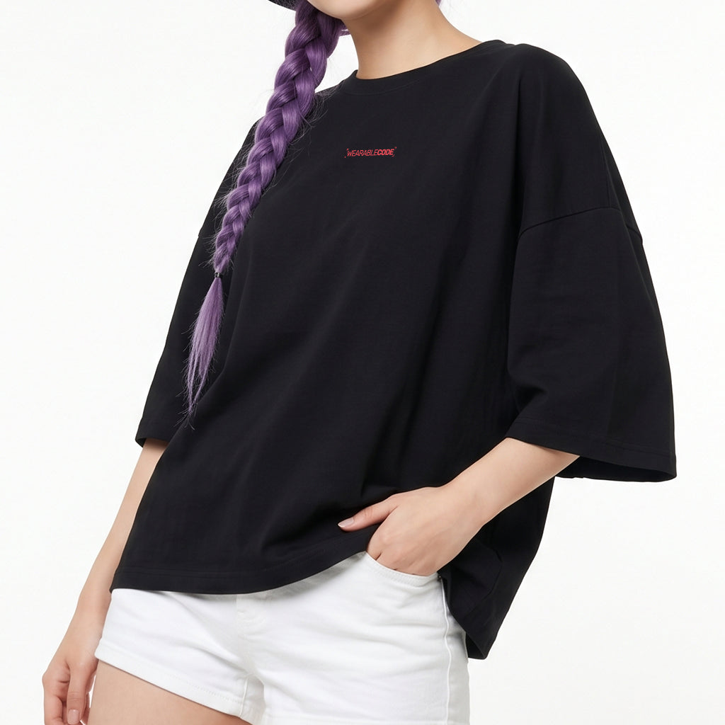 South Korea Flag QR Loose Boxy Tee - Funny QR Code T-Shirt | WearableCode