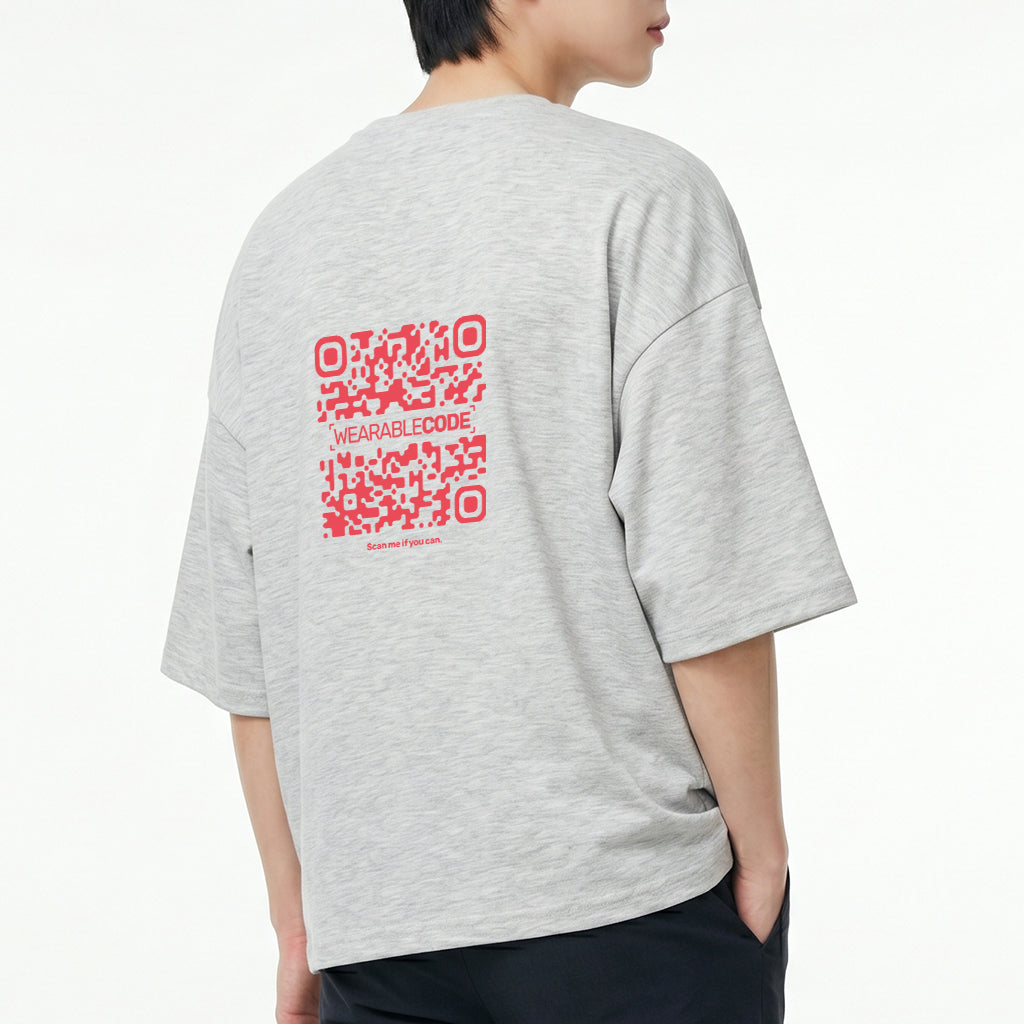 South Korea Flag QR Loose Boxy Tee - Funny QR Code T-Shirt | WearableCode
