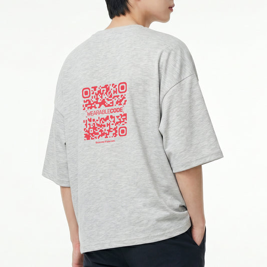 South Korea Flag QR Loose Boxy Tee - Funny QR Code T-Shirt | WearableCode
