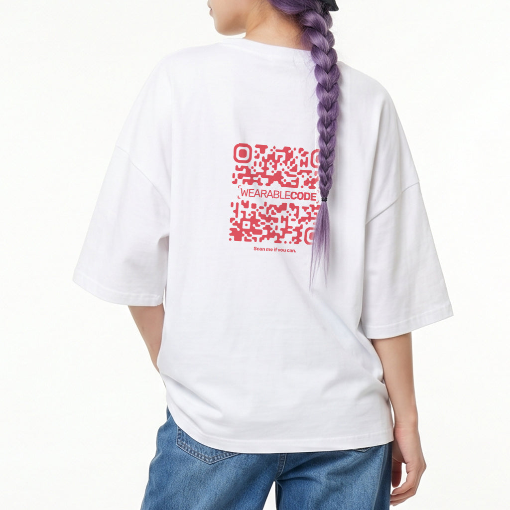 South Korea Flag QR Loose Boxy Tee - Funny QR Code T-Shirt | WearableCode