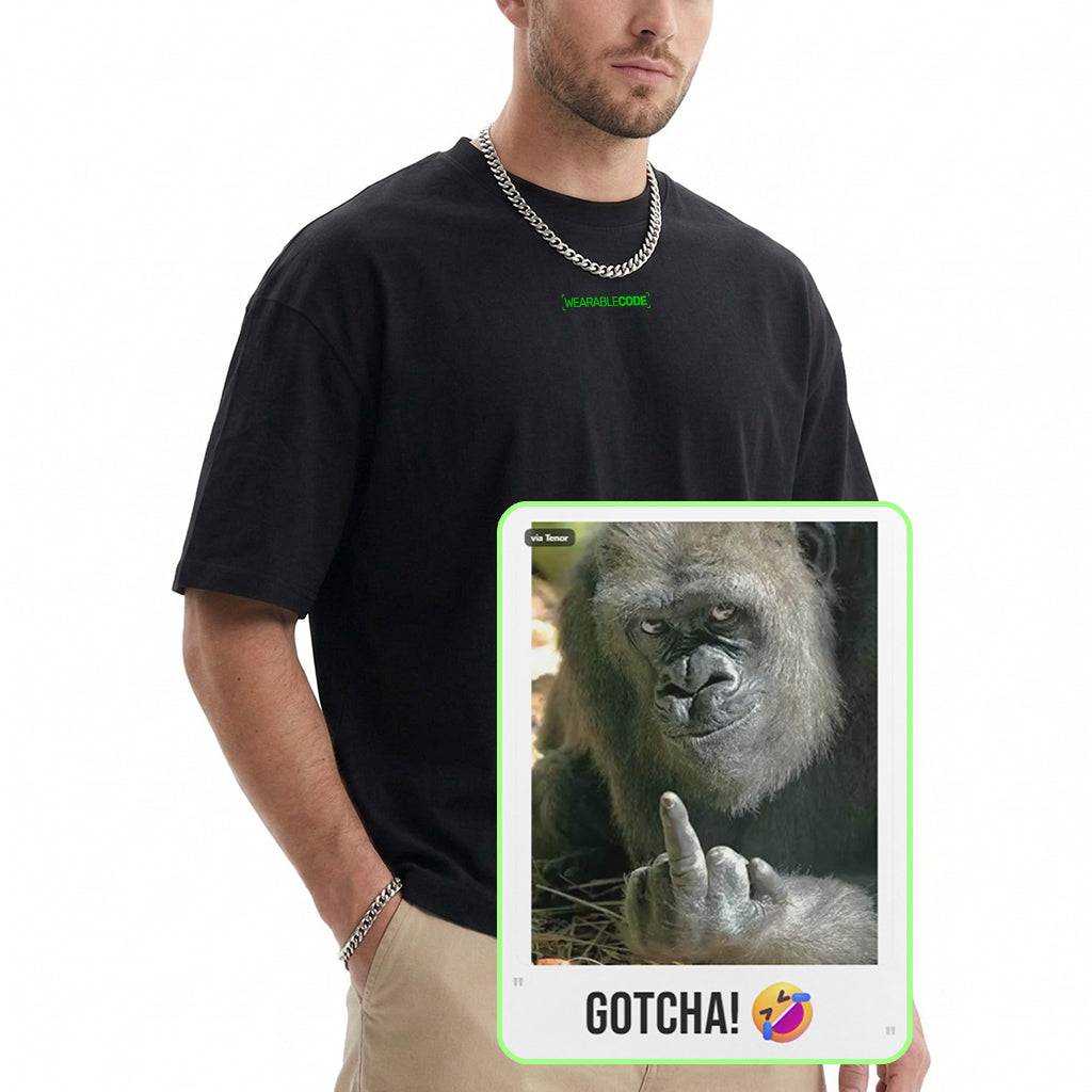 Ape Mid Finger QR Loose Boxy Tee - Funny QR Code T-Shirt | WearableCode