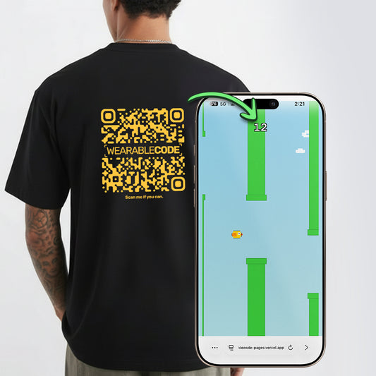 Flappy Bird Game QR Oversized T-Shirt