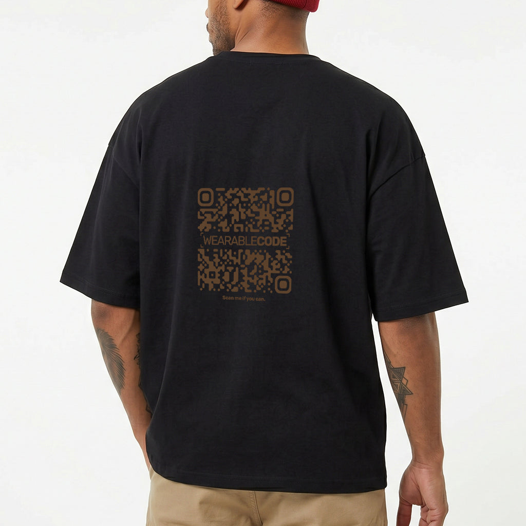 Tower Stack QR Loose Boxy Tee - Funny QR Code T-Shirt | WearableCode