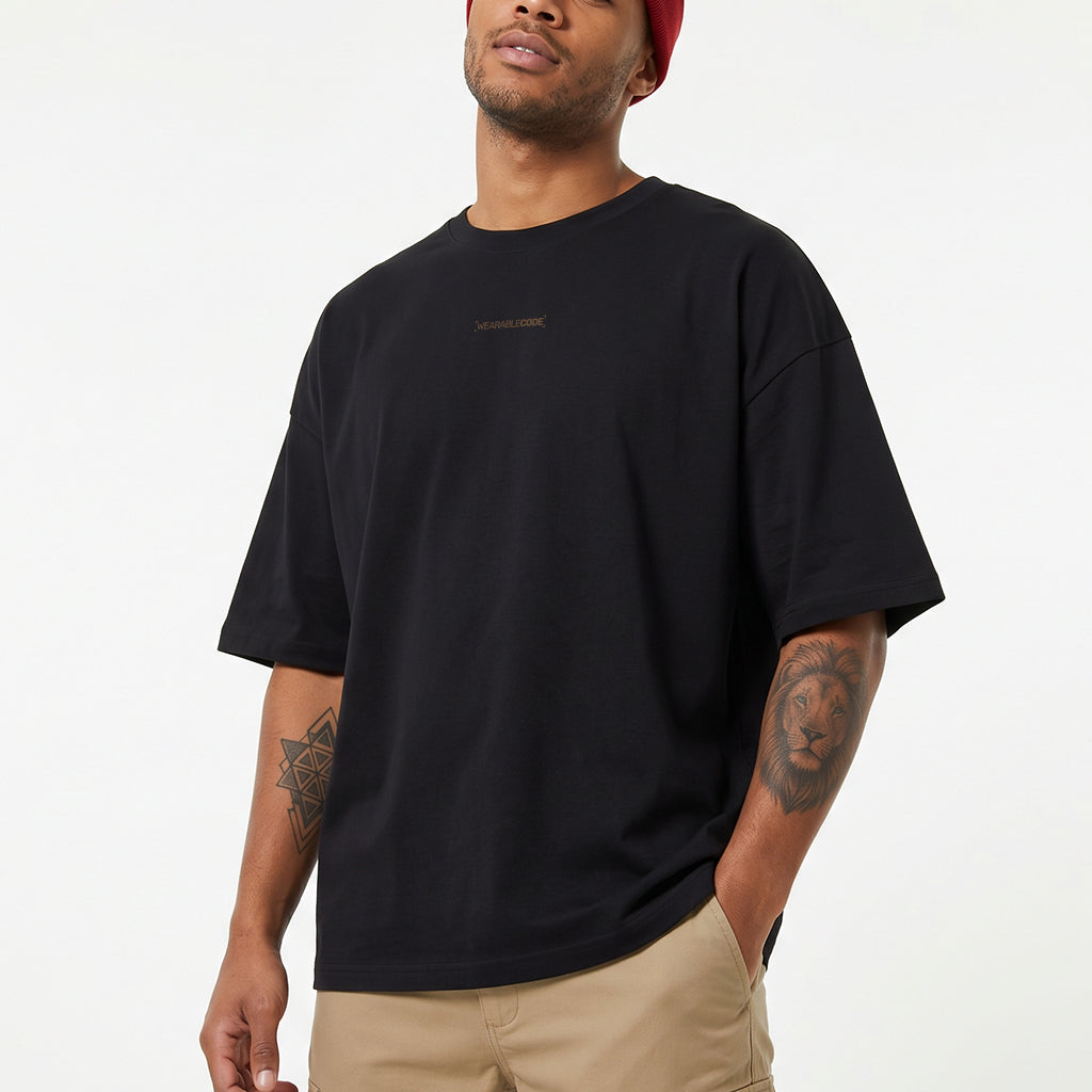 Tower Stack QR Loose Boxy Tee - Funny QR Code T-Shirt | WearableCode