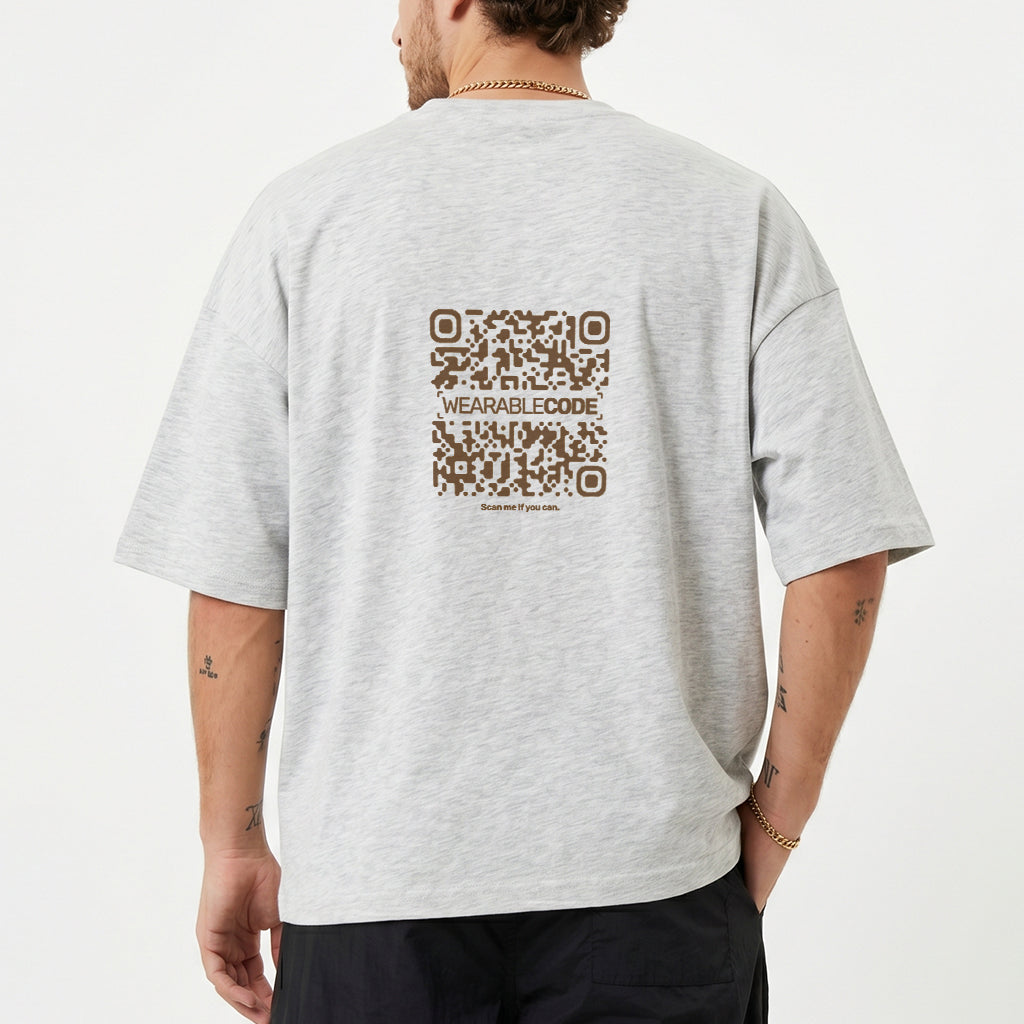 Tower Stack QR Loose Boxy Tee - Funny QR Code T-Shirt | WearableCode