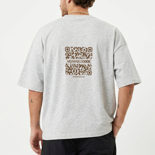 Tower Stack QR Loose Boxy Tee - Funny QR Code T-Shirt | WearableCode