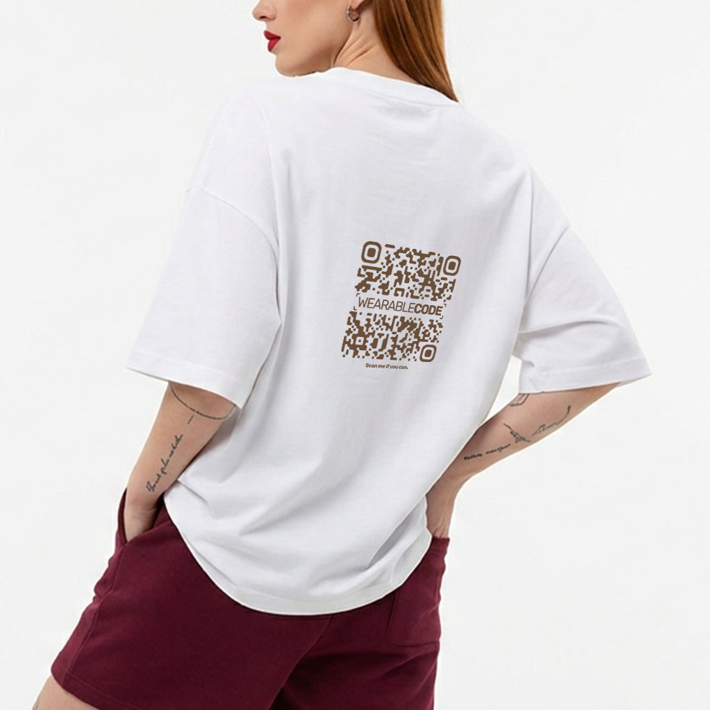 Tower Stack QR Loose Boxy Tee - Funny QR Code T-Shirt | WearableCode