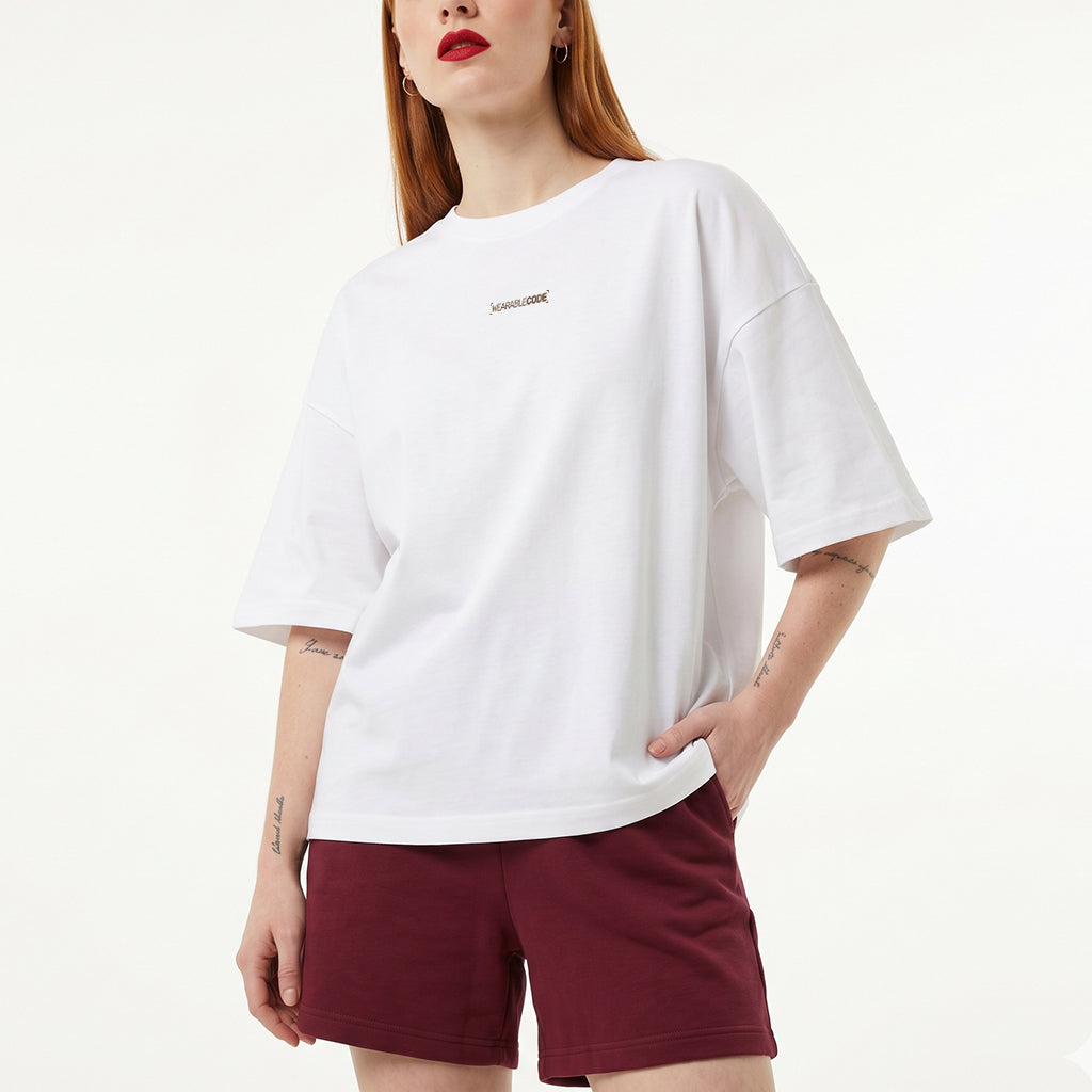 Tower Stack QR Loose Boxy Tee - Funny QR Code T-Shirt | WearableCode