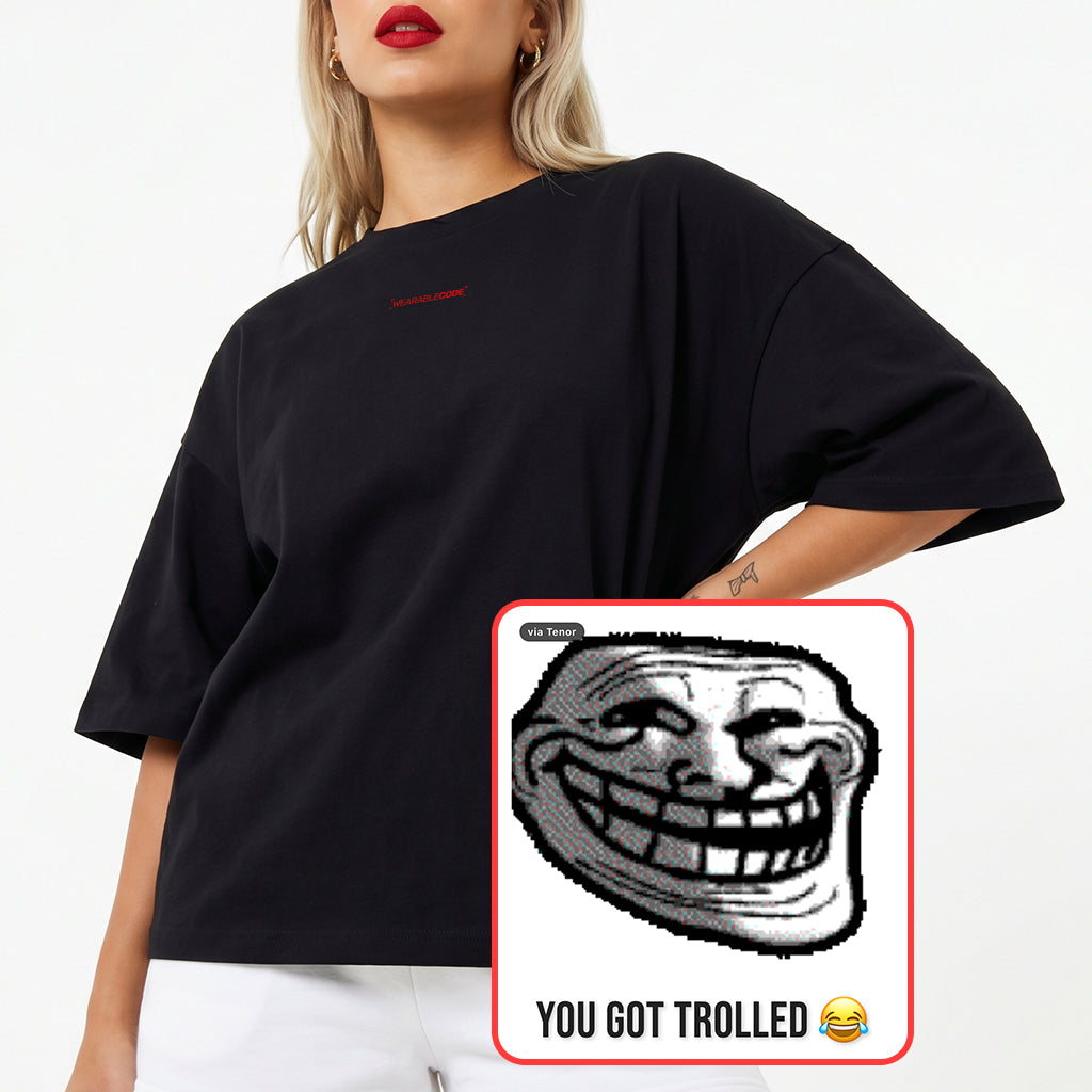 Troll Face QR Loose Boxy Tee - Funny QR Code T-Shirt | WearableCode