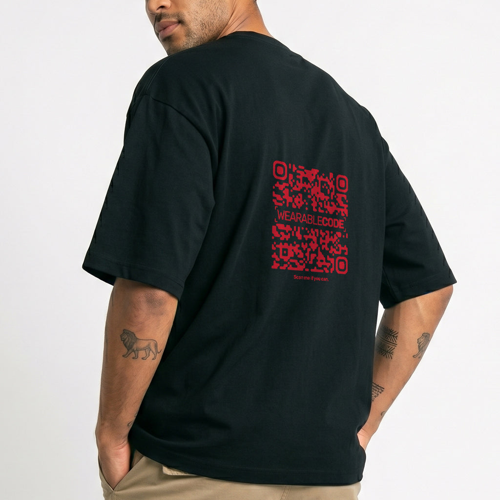 UK Flag QR Loose Boxy Tee - Funny QR Code T-Shirt | WearableCode