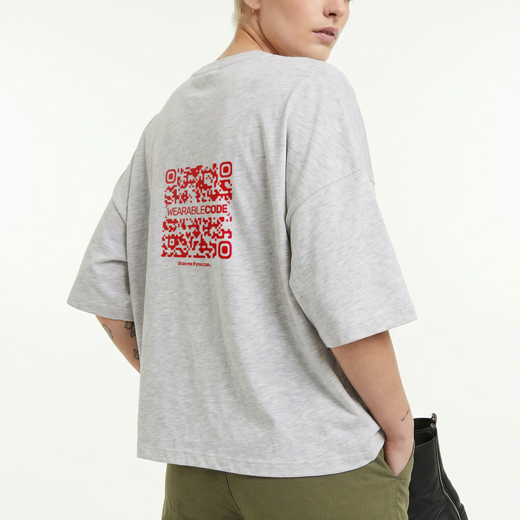 UK Flag QR Loose Boxy Tee - Funny QR Code T-Shirt | WearableCode