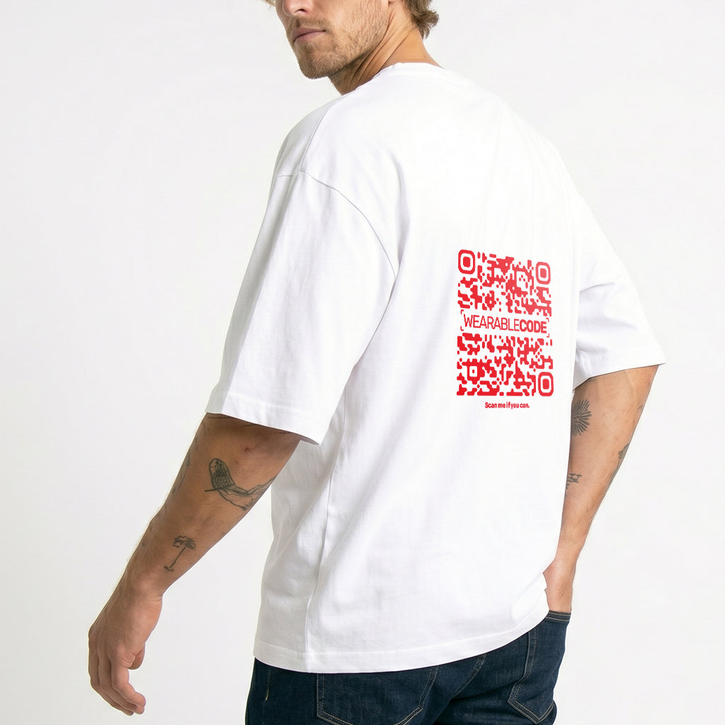 UK Flag QR Loose Boxy Tee - Funny QR Code T-Shirt | WearableCode