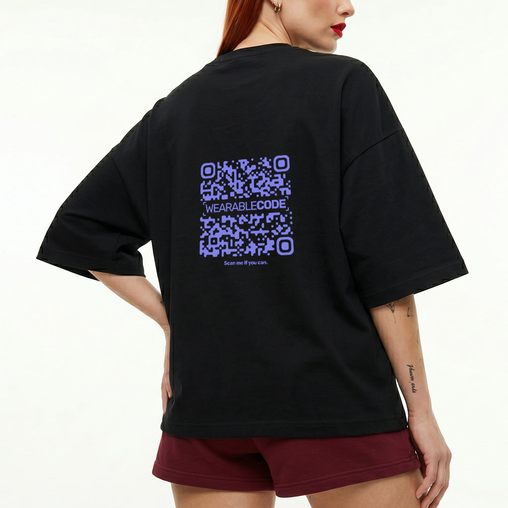Wordle QR Loose Boxy Tee - Funny QR Code T-Shirt | WearableCode